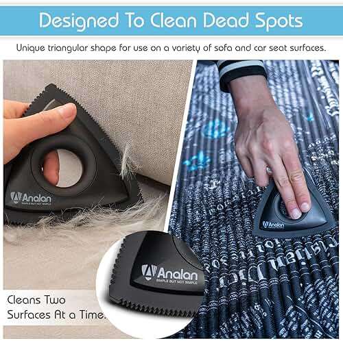 Analan Mini Pet Hair Remover for Car Detailing Supplies, Carpet Dog Hair Remover for Car Interior, Triangle Dog Hair Remover for Auto Detailing, Couch, Furniture, Lint, Carpet (Jet Black) - Image 4