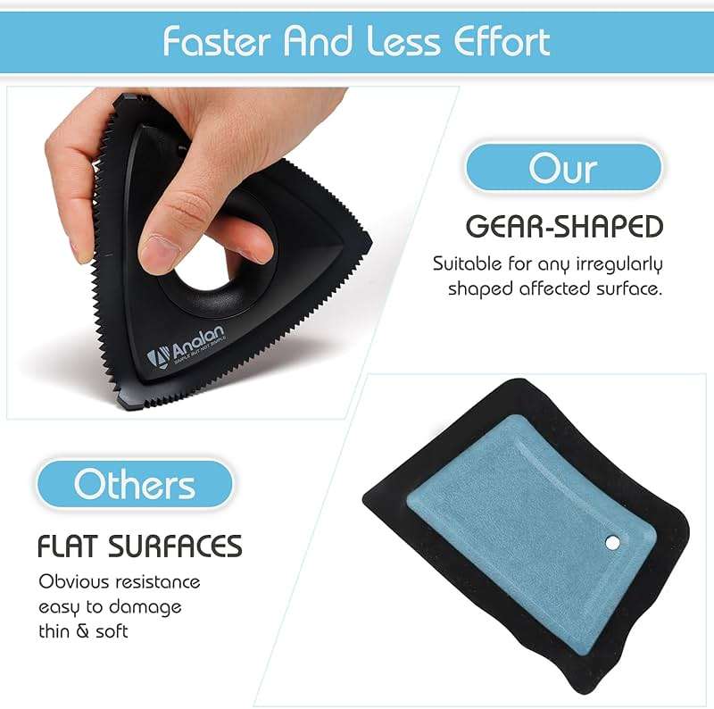 Analan Mini Pet Hair Remover for Car Detailing Supplies, Carpet Dog Hair Remover for Car Interior, Triangle Dog Hair Remover for Auto Detailing, Couch, Furniture, Lint, Carpet (Jet Black) - Image 5