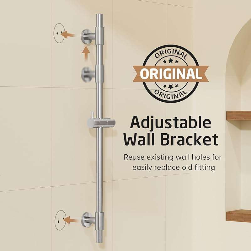 KES 30-Inch Shower Slide Bar with Adjustable Handheld Shower Head Holder, Reuse Existing Holes, SUS304 Brushed Stainless Steel Wall Mount for Bathroom, Drilling Required, F209S78-BS - Image 3