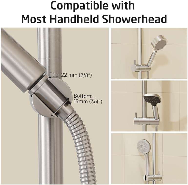 KES 30-Inch Shower Slide Bar with Adjustable Handheld Shower Head Holder, Reuse Existing Holes, SUS304 Brushed Stainless Steel Wall Mount for Bathroom, Drilling Required, F209S78-BS - Image 4