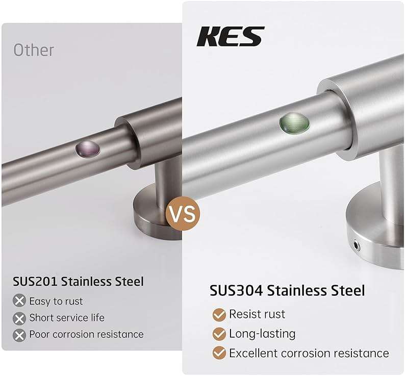 KES 30-Inch Shower Slide Bar with Adjustable Handheld Shower Head Holder, Reuse Existing Holes, SUS304 Brushed Stainless Steel Wall Mount for Bathroom, Drilling Required, F209S78-BS - Image 5