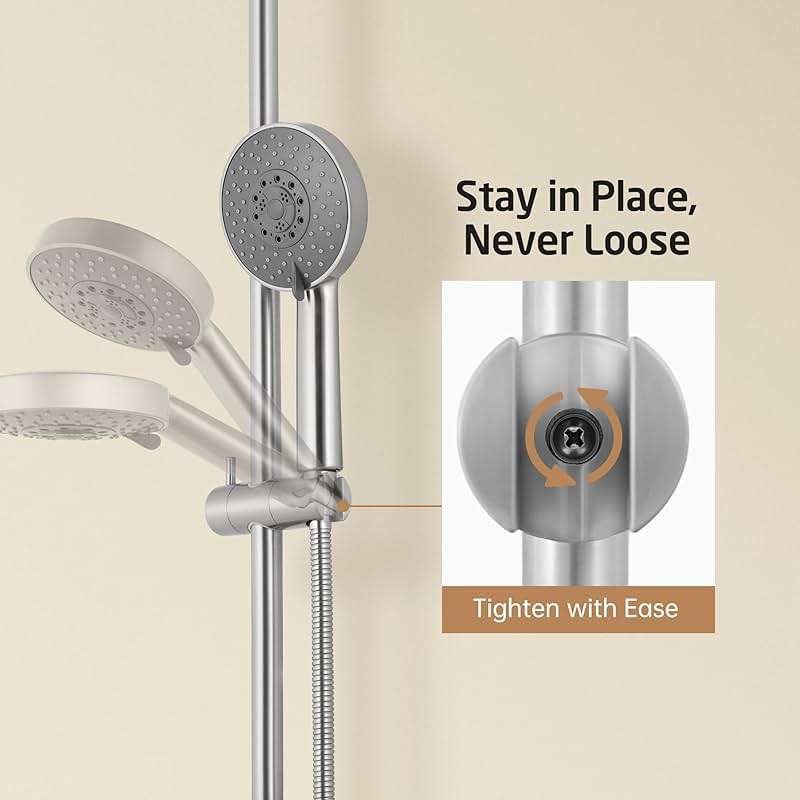 KES 30-Inch Shower Slide Bar with Adjustable Handheld Shower Head Holder, Reuse Existing Holes, SUS304 Brushed Stainless Steel Wall Mount for Bathroom, Drilling Required, F209S78-BS - Image 8
