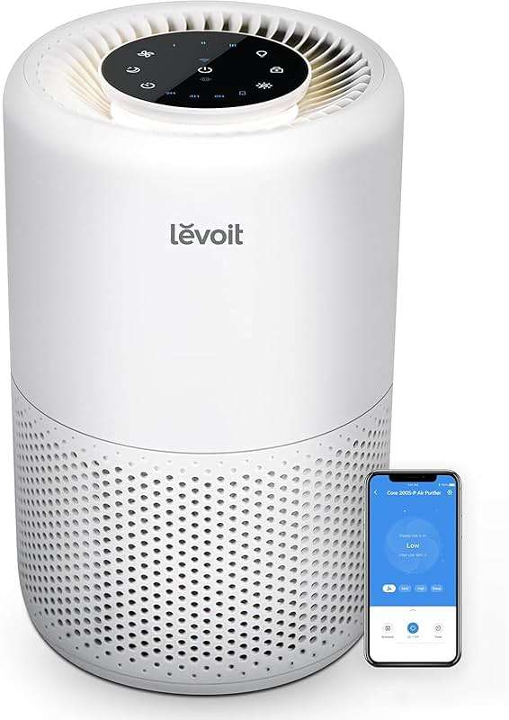LEVOIT Air Purifier for Home Bedroom Dorm Room, Smart & Voice Control, AHAM VERIFIDE, 3-in-1 Filter With HEPA Sleep Mode, for Pollen, Pollutants, Smoke, Dander, Dust, Core 200S-P, White - Image 1