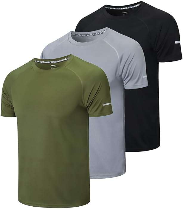frueo Men's 1/3 Pack Workout Shirts Quick Dry Moisture Wicking Short Sleeve Mesh Athletic T-Shirts - Image 1