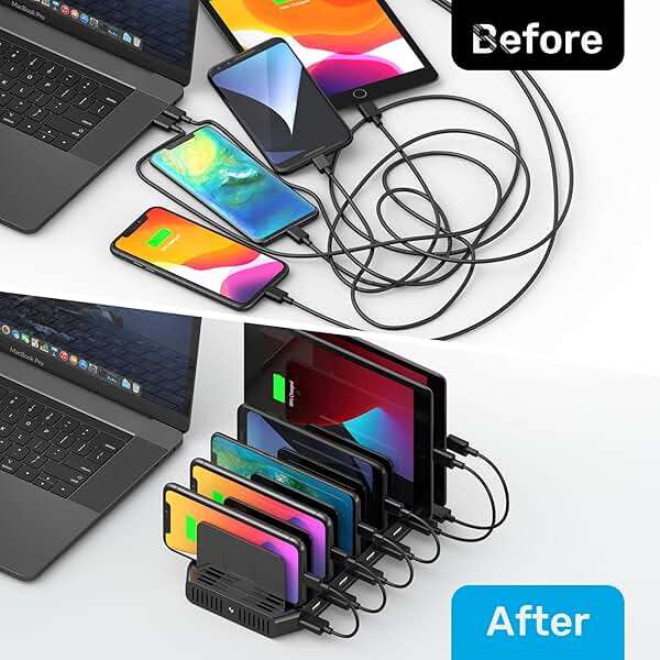 Unitek USB Charging Station, 10 USB Fast Ports Charge Docking Station and Adjustable Dividers, Multi Device Charger Organizer Compatible with iPad, iPhone, Tablet and Cell Phone - Image 4