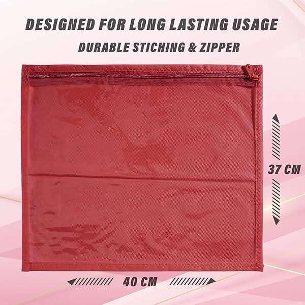 Kuber Industries Clothes Organizer For Wardrobe (Pack of 12) - Single Storage Organizer For Saree | Salwar Suit | Lehenga Chunni - Dress Organizer For Wardrobe - Single Saree Covers With Zip (Maroon) - Image 2