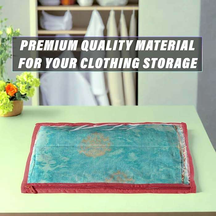 Kuber Industries Clothes Organizer For Wardrobe (Pack of 12) - Single Storage Organizer For Saree | Salwar Suit | Lehenga Chunni - Dress Organizer For Wardrobe - Single Saree Covers With Zip (Maroon) - Image 8