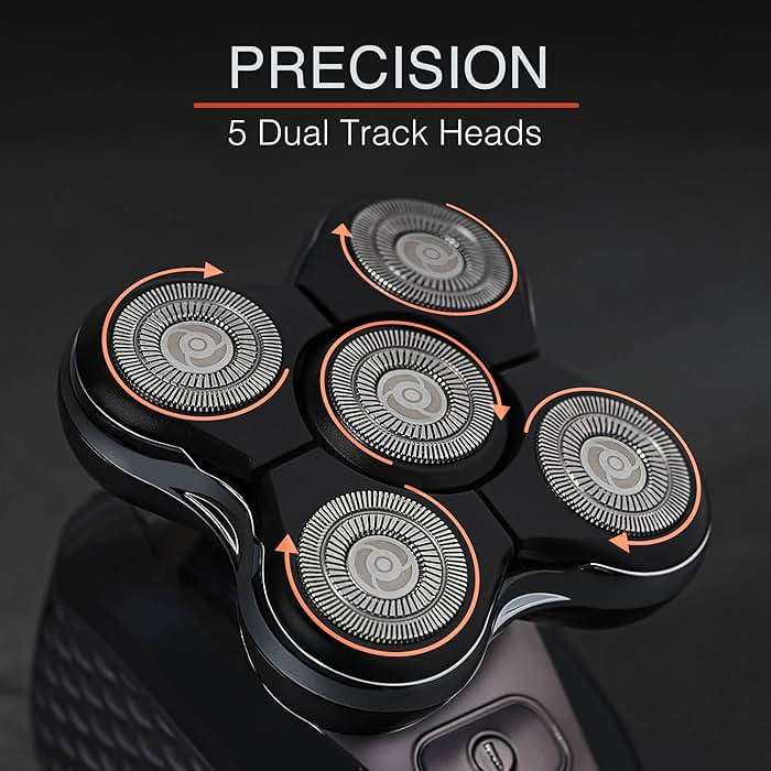 Remington Balder Pro XR7000 Head Shaver for Bald Men, Cordless Electric Razor, 5 Dual Track Rotary Blades, Waterproof Wet/Dry, Lithium Rechargeable, Hair Capture Chamber, Pop-Up Trimmer - Image 8