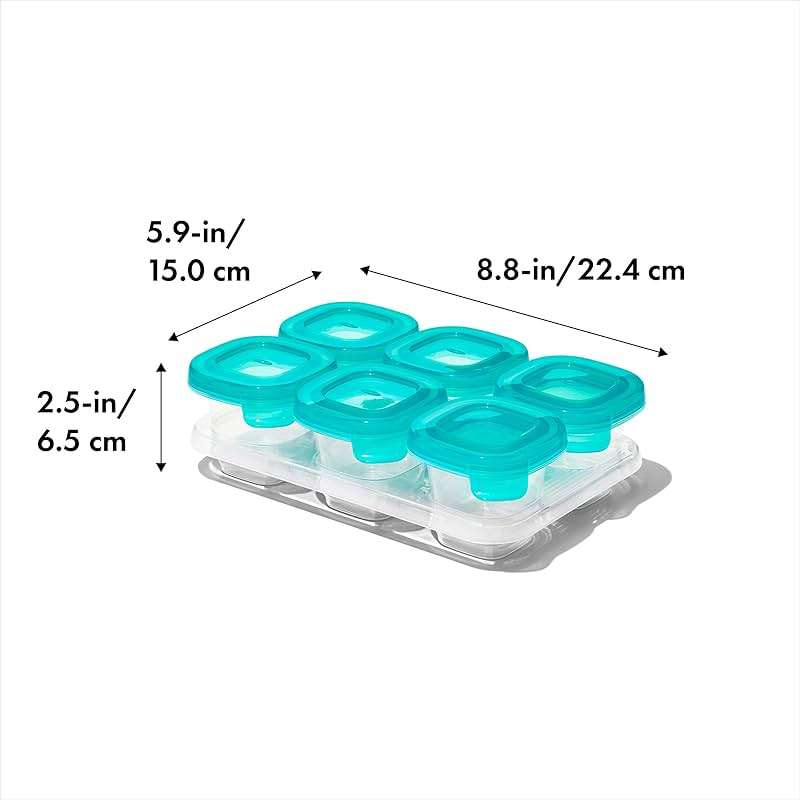 OXO Tot Silicone Baby Blocks m- 2 oz. - Teal - Image 3