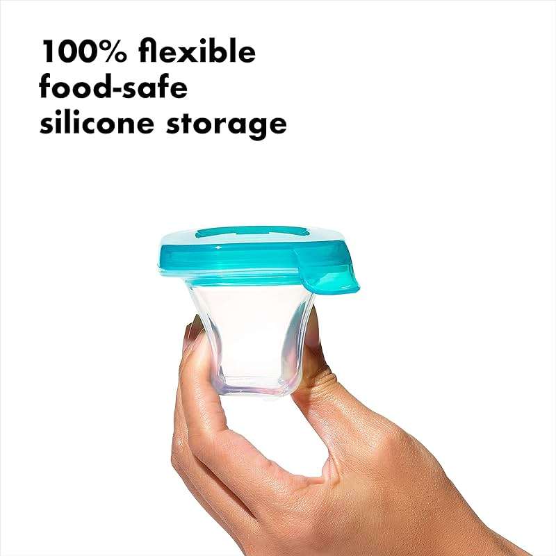OXO Tot Silicone Baby Blocks m- 2 oz. - Teal - Image 4