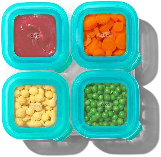 OXO Tot Silicone Baby Food Storage Container, Set of Four, 4oz Containers - Image 6