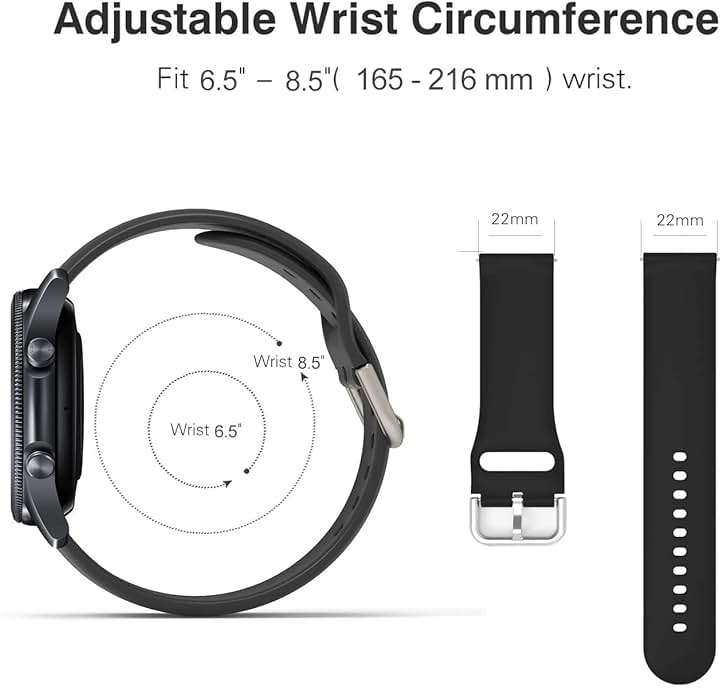 22mm Smart Watch Bands Compatible with Samsung Galaxy Watch 3 45mm Band/Galaxy Watch 46mm/Gear S3 Frontier/Classic Men Women,Soft Silicone Wristband Sport Strap(Not for Galaxy Watch 4 Classic 46mm) - Image 3