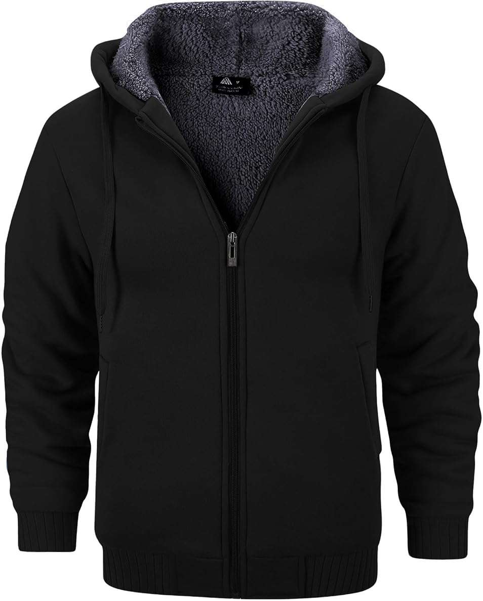 GEEK LIGHTING Men’s Fleece-Lined Zip Up Hoodie, Thick Hooded Jacket Winter Warm Athletic Sweatshirt - Image 1