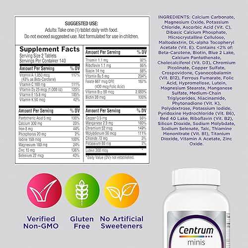 Centrum Minis Silver Women's Multivitamin for Women 50 Plus, Multimineral Supplement with Vitamin D3, B Vitamins, Non-GMO Ingredients, Supports Memory and Cognition in Older Adults - 280 Ct - Image 9