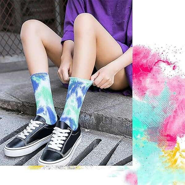 Forwe 6 Pairs Casual Tie-dye Soft Cotton Crew Socks Cushion Novelty Funny Athletic Socks - Image 2