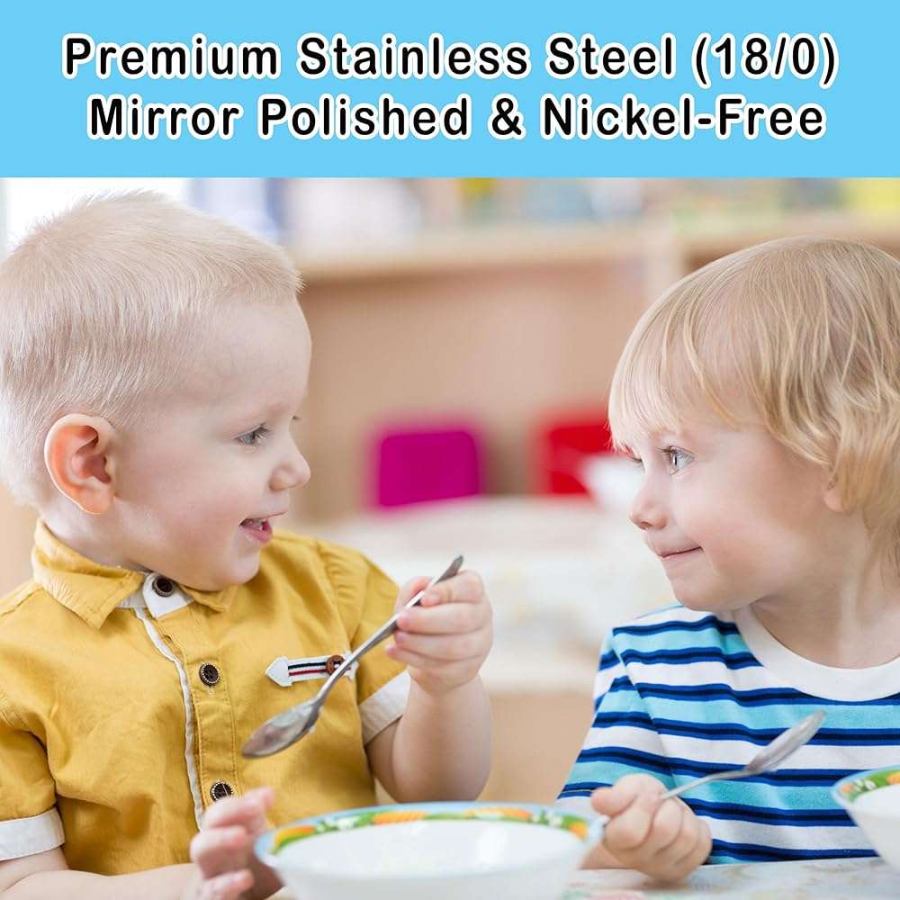 CHILLOUT LIFE Stainless Steel Kids Silverware Set 6 Pieces - Child and Toddler Safe Flatware - Kids Utensil Set - Metal Kids Cutlery Set (Includes 3 Small Kids Spoons & Kids 3 Forks) - Image 7