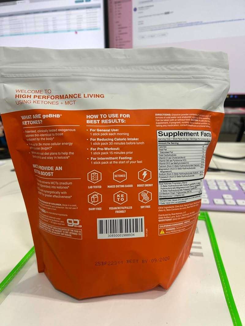 Real Ketones MCT & BHB Exogenous Ketones Drink Mix Packets Elevate Keto Electrolytes Powder Packets No Sugar with 4 Main Electrolytes Plus Hydrating Proprietary Keto BHB - 30 Pack Orange - Image 7