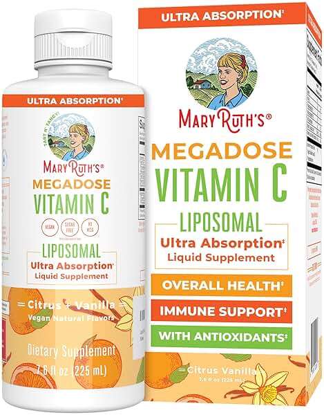 MaryRuth's Megadose Liquid Vitamin C Liposomal | 500 mg Vitamin C | Ultra Absorption | Immunity Supplement | Antioxidant | Collagen Formation | Vegan | Gluten Free | Sugar Free | 7.6 Oz | 30 Servings - Image 1
