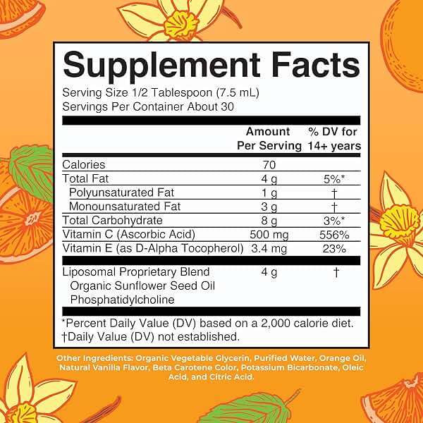 MaryRuth's Megadose Liquid Vitamin C Liposomal | 500 mg Vitamin C | Ultra Absorption | Immunity Supplement | Antioxidant | Collagen Formation | Vegan | Gluten Free | Sugar Free | 7.6 Oz | 30 Servings - Image 2