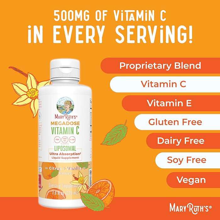 MaryRuth's Megadose Liquid Vitamin C Liposomal | 500 mg Vitamin C | Ultra Absorption | Immunity Supplement | Antioxidant | Collagen Formation | Vegan | Gluten Free | Sugar Free | 7.6 Oz | 30 Servings - Image 7