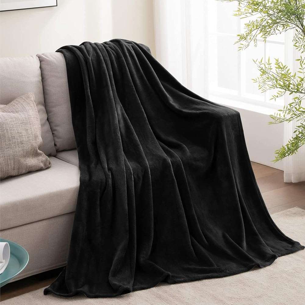 BEDELITE Fleece Blanket Black Throw Blankets for Couch & Bed, Luxury Plush Cozy Fuzzy Blanket 50x60 inches, Super Soft Warm Lightweight Throw Blanket for Travel Camping - Image 5