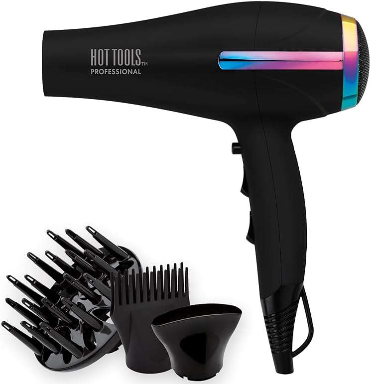 HOT TOOLS Professional Ceramic Rainbow Hair Dryer - Fast Drying Blow Dryer with Quiet Operation and Ion Technology for Long-Lasting and Shinier Hair - 1875 Watts - Image 1