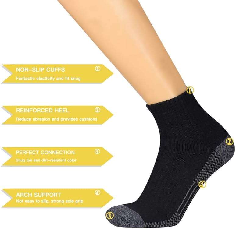 COOVAN Men's Athletic Ankle Socks 12 Pack Mens Cushion Comfort Casual Running Sock Size 10-13 - Image 2
