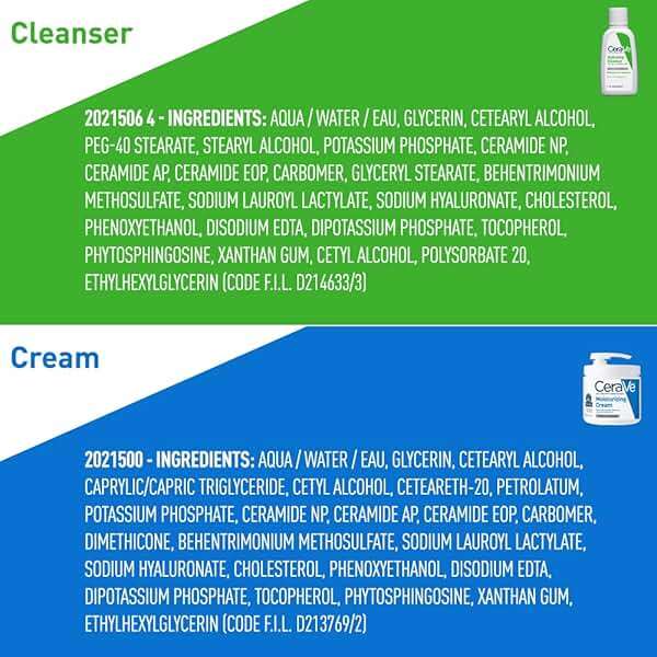CeraVe Moisturizing Cream & Hydrating Facial Cleanser Skin Care Set, Combo Pack For Dry Skin Relief, Travel Essentials, 1oz Cleanser + 16oz Cream With Pump - Image 5