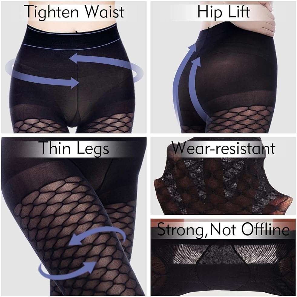 C4N Women's Fishnet Tights Shaping Pantyhose for Women Sheers Slim High-Waist Transparent Fishnet Stockings - Image 4