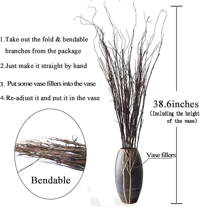 FeiLix 10PCS Lifelike Curly Willow Branches Decorative Dried Artificial Twigs, 30.7 Inches Fake Bendable Sticks Vintage Vines/Stems DIY Greenery Plants Craft Vases Home Garden Hotel Farmhouse Decor - Image 5