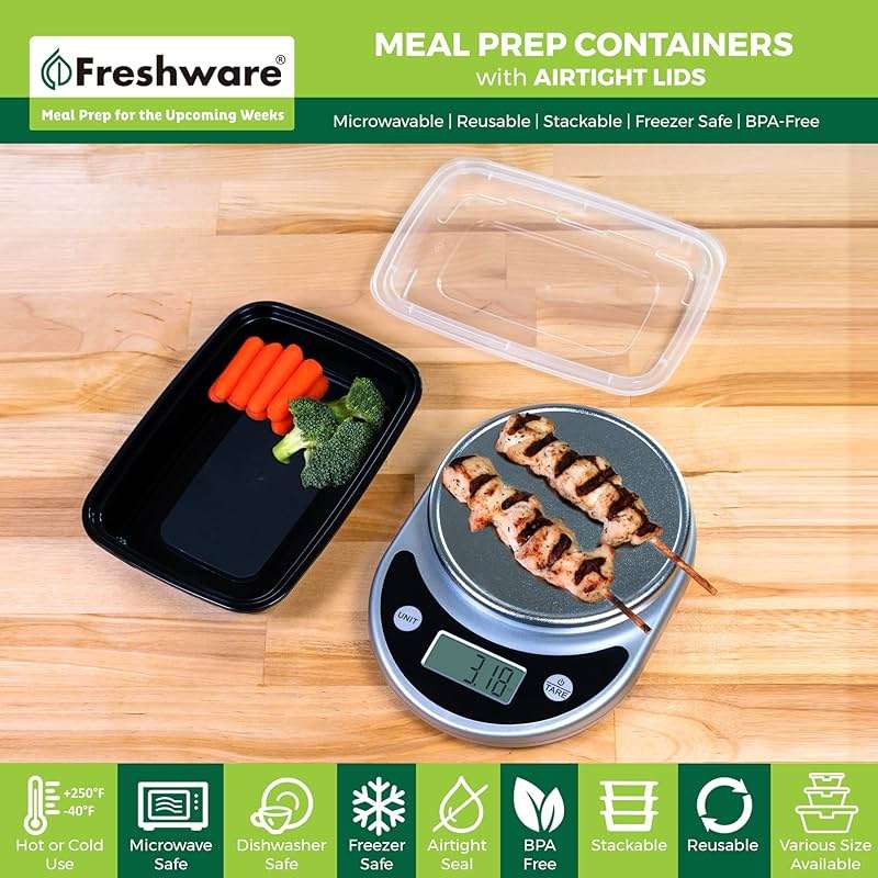 Freshware Meal Prep Containers [50 Pack] 1 Compartment Food Storage Containers with Lids, Bento Box, BPA Free, Stackable, Microwave/Dishwasher/Freezer Safe (16 oz) - Image 3
