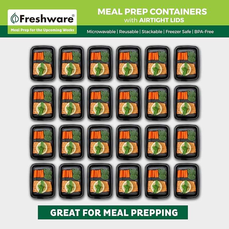 Freshware Meal Prep Containers [50 Pack] 1 Compartment Food Storage Containers with Lids, Bento Box, BPA Free, Stackable, Microwave/Dishwasher/Freezer Safe (16 oz) - Image 4