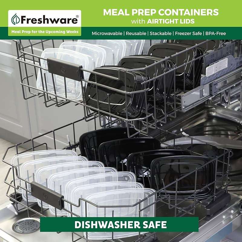 Freshware Meal Prep Containers [50 Pack] 1 Compartment Food Storage Containers with Lids, Bento Box, BPA Free, Stackable, Microwave/Dishwasher/Freezer Safe (16 oz) - Image 7