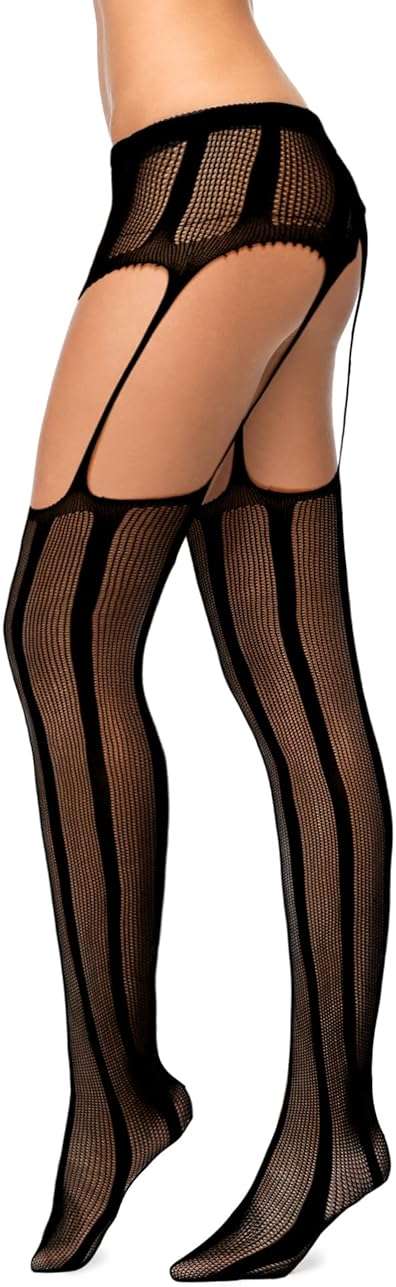 Skylety 6 Pairs Fishnet Stockings for Women Plus Size Thigh-high Tights Stockings Suspender Pantyhose Garter Belts - Image 4