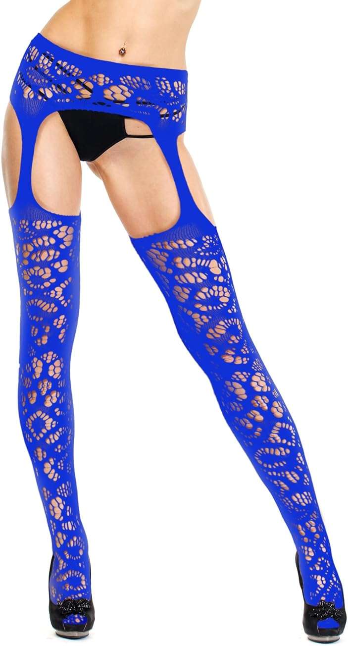 Skylety 6 Pairs Fishnet Stockings for Women Plus Size Thigh-high Tights Stockings Suspender Pantyhose Garter Belts - Image 5