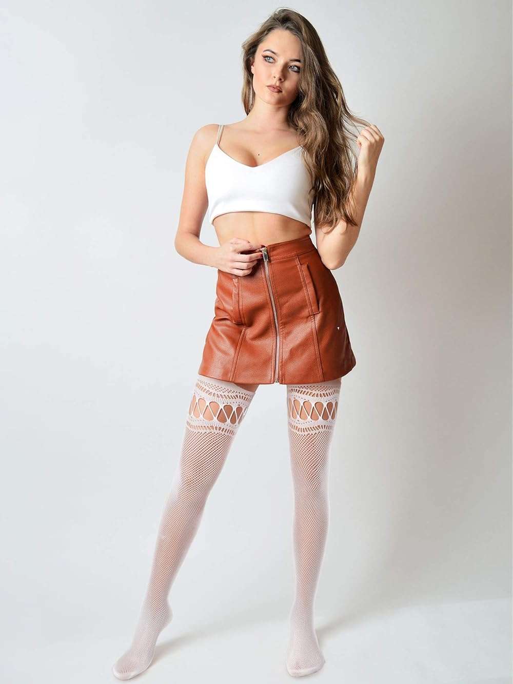 Skylety 6 Pairs Fishnet Stockings for Women Plus Size Thigh-high Tights Stockings Suspender Pantyhose Garter Belts - Image 7