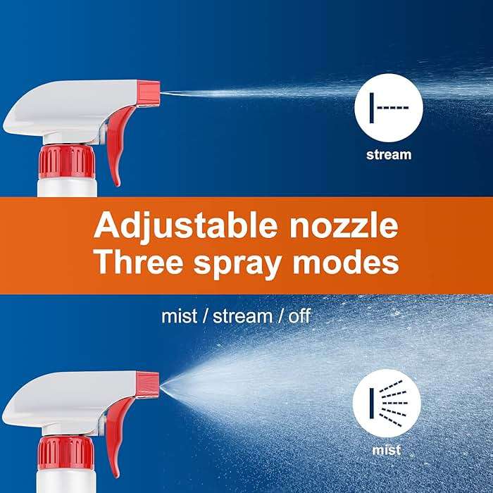 Veco Spray Bottle (5 Pack,16 Oz) with Measurements and Adjustable Nozzle(Mist & Stream Mode), HDPE Plastic Spray Bottles for Cleaning Solution, Household/Commercial/Industrial Use, No Leak and Clog - Image 2