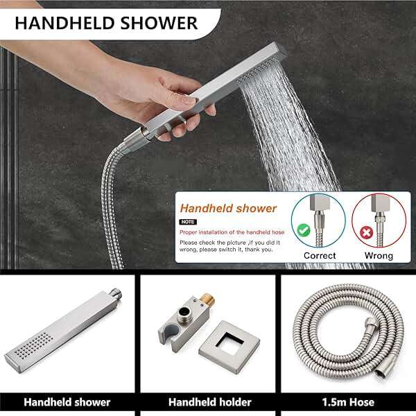Midanya Shower Faucet Set,Wall Mount Shower System with Square Rain Shower Head and Hand Sprayer, Rough-in Valve Body and Trim Kit Included,10 Inch,Brushed Nickel - Image 5
