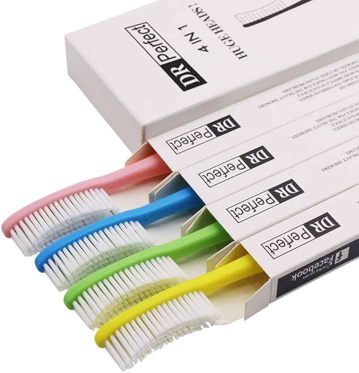 DR PERFECT Extra Hard & Firm Toothbrush Large Long Head Whitening Teeth Pack of 4 - Image 2