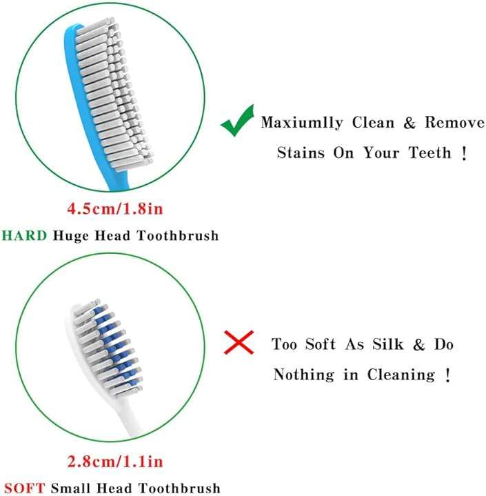 DR PERFECT Extra Hard & Firm Toothbrush Large Long Head Whitening Teeth Pack of 4 - Image 3