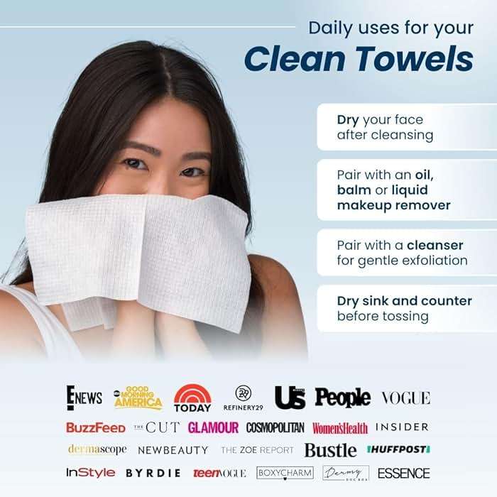 Clean Skin Club Clean Towels®, 100% USDA Biobased Face Towel, Disposable Face Towelette, Eczema Association Accepted, Makeup Remover Dry Wipes, Ultra Soft, 1 Pack, 25 Ct - Image 6