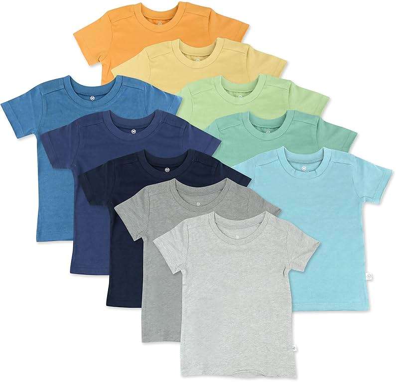 HonestBaby Baby Toddler & Kids' 100% Organic Cotton Short Sleeve T-Shirts (10-Pack) - Image 1