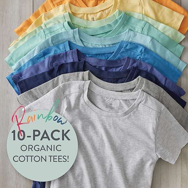 HonestBaby Baby Toddler & Kids' 100% Organic Cotton Short Sleeve T-Shirts (10-Pack) - Image 3