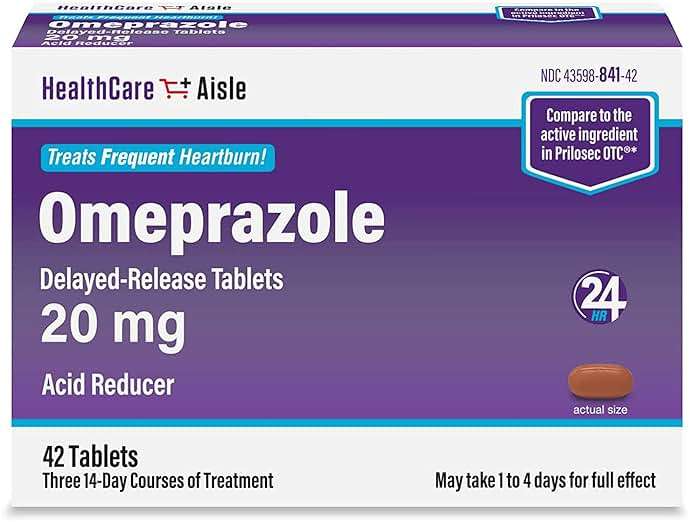 HealthCareAisle Omeprazole 20 mg - 42 Delayed Release Tablets - Acid Reducer, Treats Frequent Heartburn - Image 1