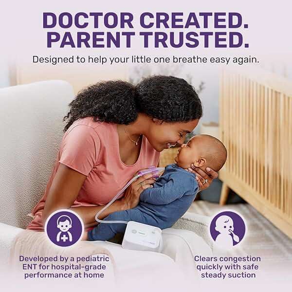 Dr. Noze Best NozeBot Electric Baby Nasal Aspirator - Designed by a Pediatric ENT for Safe, Gentle Congestion Relief - Rechargeable, Portable & Easy to Clean Nose Sucker for Infants and Toddlers - Image 2