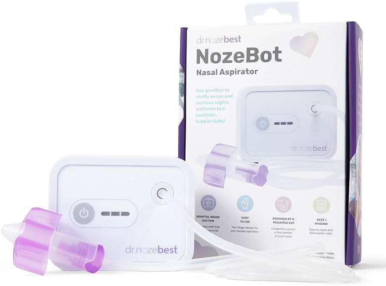 Dr. Noze Best NozeBot Electric Baby Nasal Aspirator - Designed by a Pediatric ENT for Safe, Gentle Congestion Relief - Rechargeable, Portable & Easy to Clean Nose Sucker for Infants and Toddlers - Image 9