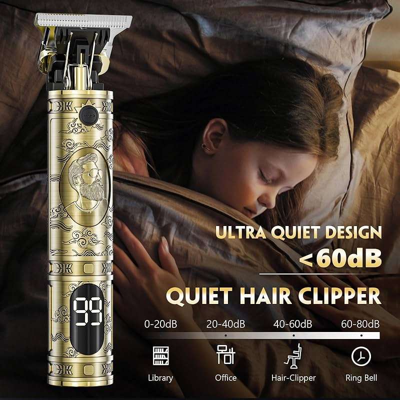 Solati Hair Clippers for Men, Professional Hair Trimmer Zero Gapped T-Blade Trimmer Cordless Rechargeable Edgers Clippers Electric Beard Trimmer Shaver Hair Cutting Kit with LCD Display Gifts for Men - Image 2