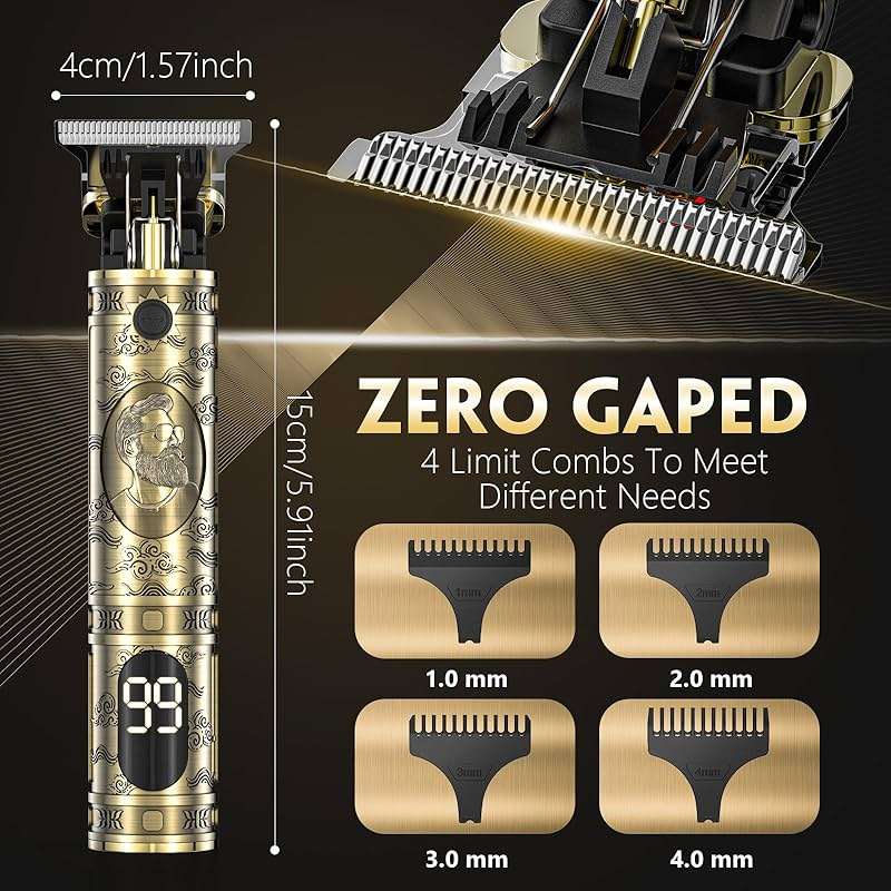 Solati Hair Clippers for Men, Professional Hair Trimmer Zero Gapped T-Blade Trimmer Cordless Rechargeable Edgers Clippers Electric Beard Trimmer Shaver Hair Cutting Kit with LCD Display Gifts for Men - Image 3