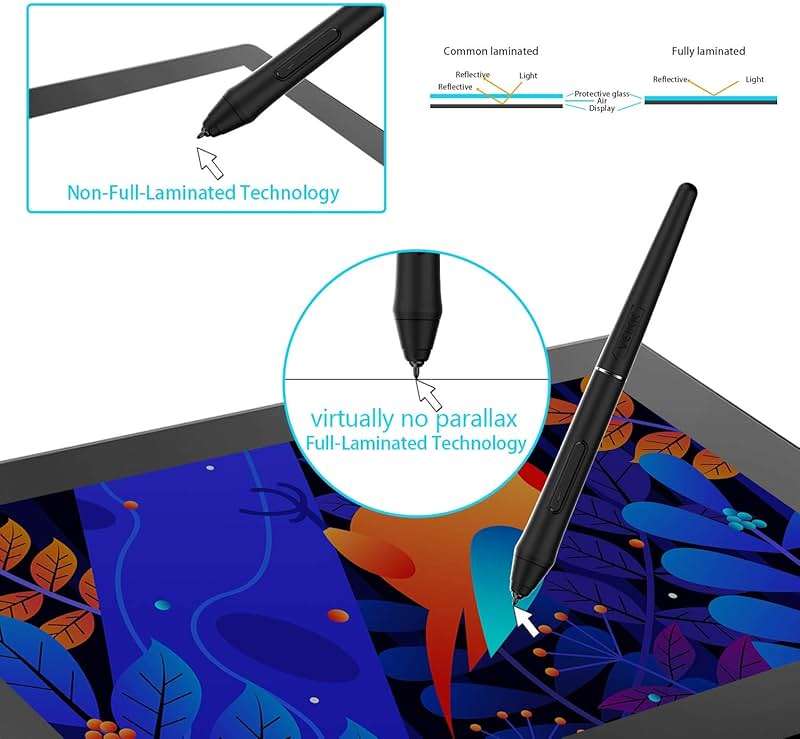 VEIKK VK1200 V2 Drawing Tablet with Screen,11.6-inch Full-Laminated Graphic Drawing Monitor,2 Battery-Free Pens with Tilt Function,6 Customizable Keys,Anti-Glare Glass(Must be Connected to PC to Work) - Image 12