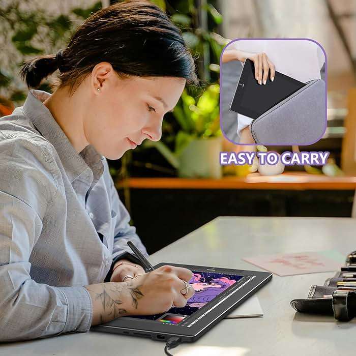 VEIKK VK1200 V2 Drawing Tablet with Screen,11.6-inch Full-Laminated Graphic Drawing Monitor,2 Battery-Free Pens with Tilt Function,6 Customizable Keys,Anti-Glare Glass(Must be Connected to PC to Work) - Image 7